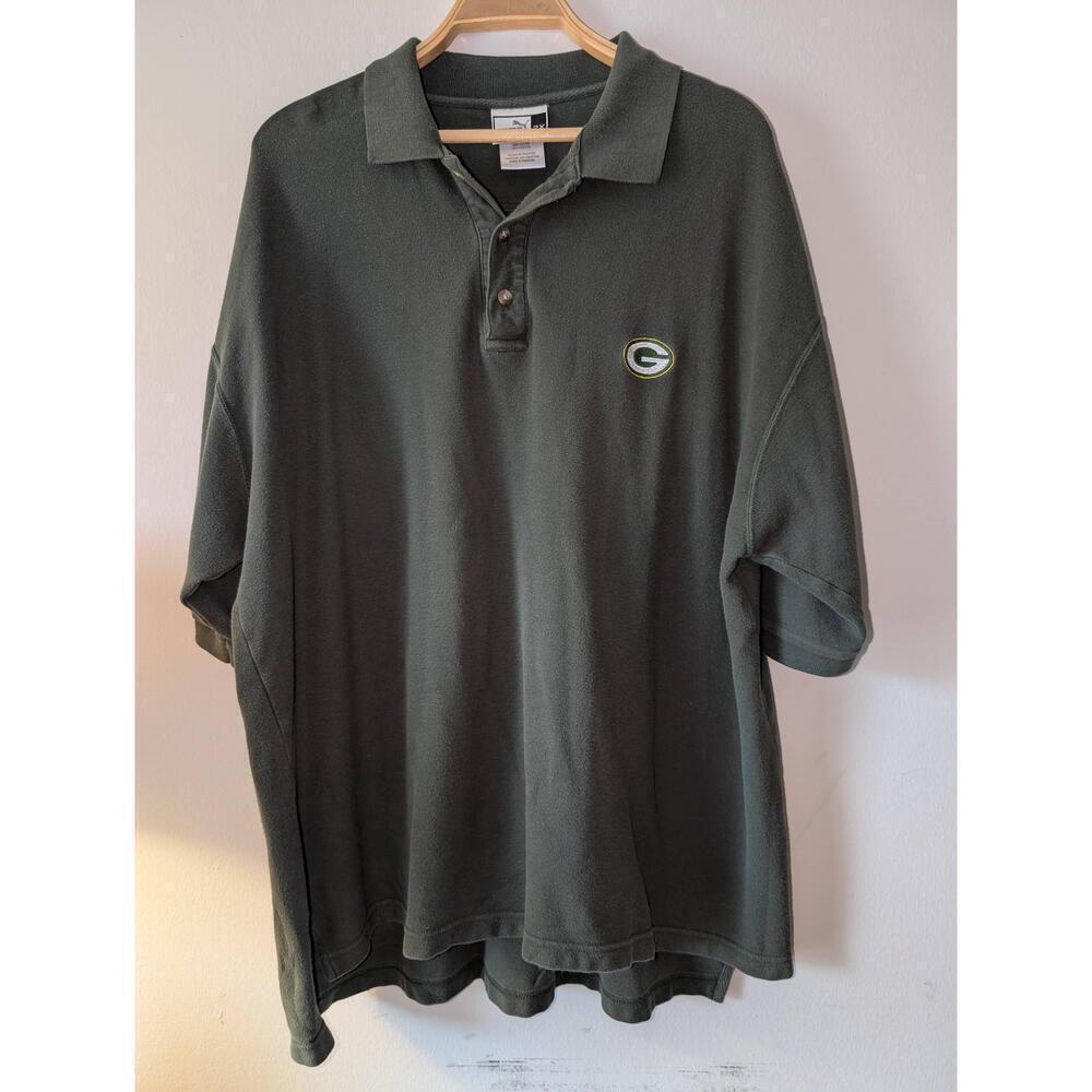 Puma Mens Polo Shirt Green 2XL 3 Button Embroidered Green Bay Packers